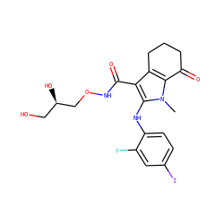 Cn1c(Nc2ccc(I)cc2F)c(C(=O)NOC[C@H](O)CO)c2c1C(=O)CCC2 ZINC000084604123