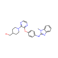Cn1c(Nc2ccc(Oc3nccnc3N3CCC(CO)CC3)cc2)nc2ccccc21 ZINC000095558463