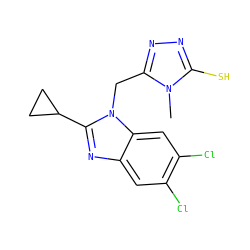 Cn1c(S)nnc1Cn1c(C2CC2)nc2cc(Cl)c(Cl)cc21 ZINC001772605453