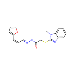 Cn1c(SCC(=O)N/N=C/C=C\c2ccco2)nc2ccccc21 ZINC000012428129