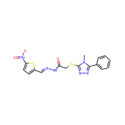 Cn1c(SCC(=O)N/N=C/c2ccc([N+](=O)[O-])s2)nnc1-c1ccccc1 ZINC000001823322