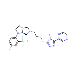 Cn1c(SCCCN2C[C@@H]3[C@H](CCN3c3ccc(F)cc3C(F)(F)F)C2)nnc1-c1cnccn1 ZINC000653739050
