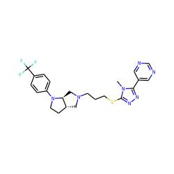 Cn1c(SCCCN2C[C@@H]3CCN(c4ccc(C(F)(F)F)cc4)[C@H]3C2)nnc1-c1cncnc1 ZINC000653740412