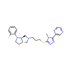 Cn1c(SCCCN2C[C@@H]3CCN(c4ccccc4F)[C@H]3C2)nnc1-c1cnccn1 ZINC000653728039