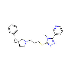 Cn1c(SCCCN2CC[C@]3(C[C@@H]3c3ccccc3)C2)nnc1-c1cccnc1 ZINC001772635469