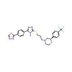 Cn1c(SCCCN2CCO[C@H](c3ccc(C(F)(F)F)cc3)C2)nnc1-c1ccc(-c2nnco2)cc1 ZINC000653795107