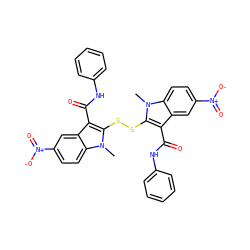 Cn1c(SSc2c(C(=O)Nc3ccccc3)c3cc([N+](=O)[O-])ccc3n2C)c(C(=O)Nc2ccccc2)c2cc([N+](=O)[O-])ccc21 ZINC000026167281