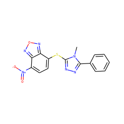 Cn1c(Sc2ccc([N+](=O)[O-])c3nonc23)nnc1-c1ccccc1 ZINC000009295488