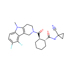 Cn1c2c(c3c(F)c(F)ccc31)CN(C(=O)[C@@H]1CCCC[C@H]1C(=O)NC1(C#N)CC1)CC2 ZINC000095554624