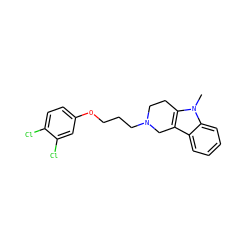Cn1c2c(c3ccccc31)CN(CCCOc1ccc(Cl)c(Cl)c1)CC2 ZINC000013526503