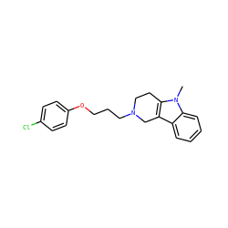 Cn1c2c(c3ccccc31)CN(CCCOc1ccc(Cl)cc1)CC2 ZINC000013526501