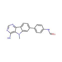 Cn1c2cc(-c3ccc(NC=O)cc3)ccc2c2ncnc(N)c21 ZINC000203693661