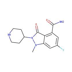 Cn1c2cc(F)cc(C(N)=O)c2c(=O)n1C1CCNCC1 ZINC000146897033