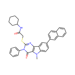Cn1c2ccc(-c3ccc4ccccc4c3)cc2c2nc(SCC(=O)NC3CCCCC3)n(-c3ccccc3)c(=O)c21 ZINC001772633796