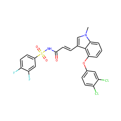 Cn1cc(/C=C/C(=O)NS(=O)(=O)c2ccc(F)c(F)c2)c2c(Oc3ccc(Cl)c(Cl)c3)cccc21 ZINC000049878210