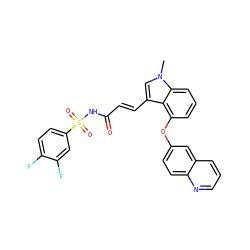 Cn1cc(/C=C/C(=O)NS(=O)(=O)c2ccc(F)c(F)c2)c2c(Oc3ccc4ncccc4c3)cccc21 ZINC000044430516