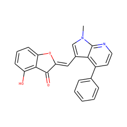 Cn1cc(/C=C2\Oc3cccc(O)c3C2=O)c2c(-c3ccccc3)ccnc21 ZINC000049067141