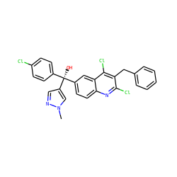 Cn1cc([C@@](O)(c2ccc(Cl)cc2)c2ccc3nc(Cl)c(Cc4ccccc4)c(Cl)c3c2)cn1 ZINC000219517402