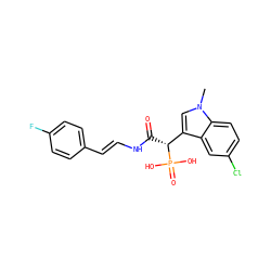 Cn1cc([C@@H](C(=O)N/C=C/c2ccc(F)cc2)P(=O)(O)O)c2cc(Cl)ccc21 ZINC000028604318