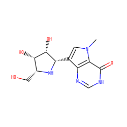 Cn1cc([C@@H]2N[C@H](CO)[C@H](O)[C@@H]2O)c2nc[nH]c(=O)c21 ZINC000027080929