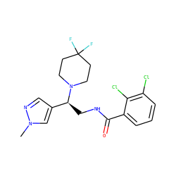 Cn1cc([C@H](CNC(=O)c2cccc(Cl)c2Cl)N2CCC(F)(F)CC2)cn1 ZINC001772653088