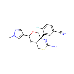 Cn1cc([C@H]2C[C@H]3CSC(N)=N[C@@]3(c3cc(C#N)ccc3F)CO2)cn1 ZINC000148302282