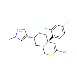 Cn1cc([C@H]2C[C@H]3CSC(N)=N[C@@]3(c3ccc(F)cc3F)CO2)nn1 ZINC000169708479