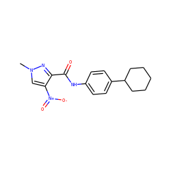 Cn1cc([N+](=O)[O-])c(C(=O)Nc2ccc(C3CCCCC3)cc2)n1 ZINC000000096033