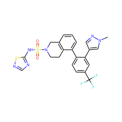 Cn1cc(-c2cc(C(F)(F)F)ccc2-c2cccc3c2CCN(S(=O)(=O)Nc2ncns2)C3)cn1 ZINC000147470767