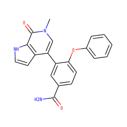 Cn1cc(-c2cc(C(N)=O)ccc2Oc2ccccc2)c2cc[nH]c2c1=O ZINC000146699029