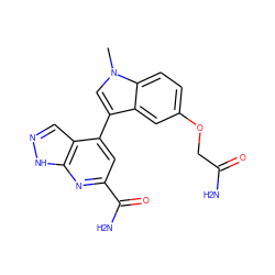 Cn1cc(-c2cc(C(N)=O)nc3[nH]ncc23)c2cc(OCC(N)=O)ccc21 ZINC000043151534