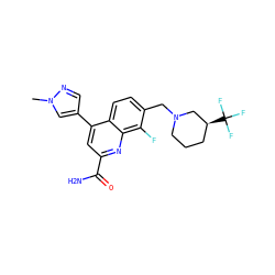 Cn1cc(-c2cc(C(N)=O)nc3c(F)c(CN4CCC[C@H](C(F)(F)F)C4)ccc23)cn1 ZINC000221613953