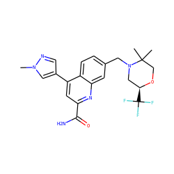 Cn1cc(-c2cc(C(N)=O)nc3cc(CN4C[C@H](C(F)(F)F)OCC4(C)C)ccc23)cn1 ZINC000221605870