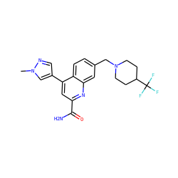 Cn1cc(-c2cc(C(N)=O)nc3cc(CN4CCC(C(F)(F)F)CC4)ccc23)cn1 ZINC000221609640