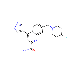 Cn1cc(-c2cc(C(N)=O)nc3cc(CN4CCC(F)CC4)ccc23)cn1 ZINC001772587820