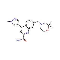 Cn1cc(-c2cc(C(N)=O)nc3cc(CN4CCOC(C)(C)C4)ccc23)cn1 ZINC000221600295