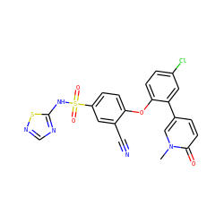 Cn1cc(-c2cc(Cl)ccc2Oc2ccc(S(=O)(=O)Nc3ncns3)cc2C#N)ccc1=O ZINC000095585000