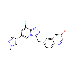 Cn1cc(-c2cc(F)c3nnc(Cc4ccc5ncc(O)cc5c4)n3c2)cn1 ZINC000140160648
