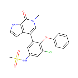 Cn1cc(-c2cc(NS(C)(=O)=O)cc(Cl)c2Oc2ccccc2)c2cc[nH]c2c1=O ZINC000146772775