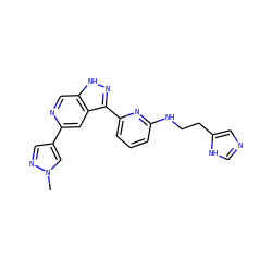 Cn1cc(-c2cc3c(-c4cccc(NCCc5cnc[nH]5)n4)n[nH]c3cn2)cn1 ZINC000205260129