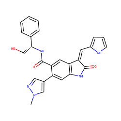 Cn1cc(-c2cc3c(cc2C(=O)N[C@H](CO)c2ccccc2)/C(=C/c2ccc[nH]2)C(=O)N3)cn1 ZINC001772632841