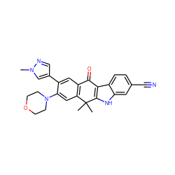 Cn1cc(-c2cc3c(cc2N2CCOCC2)C(C)(C)c2[nH]c4cc(C#N)ccc4c2C3=O)cn1 ZINC000114801140