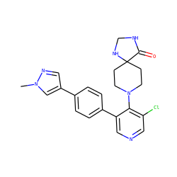 Cn1cc(-c2ccc(-c3cncc(Cl)c3N3CCC4(CC3)NCNC4=O)cc2)cn1 ZINC000653850718