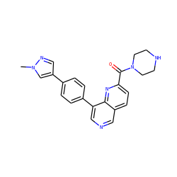 Cn1cc(-c2ccc(-c3cncc4ccc(C(=O)N5CCNCC5)nc34)cc2)cn1 ZINC000653834546
