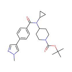 Cn1cc(-c2ccc(C(=O)N(C3CC3)C3CCN(C(=O)OC(C)(C)C)CC3)cc2)cn1 ZINC000207676167
