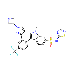 Cn1cc(-c2ccc(C(F)(F)F)cc2-c2ccn(C3CNC3)n2)c2ccc(S(=O)(=O)Nc3ncns3)cc21 ZINC000205420758