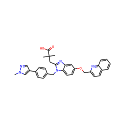 Cn1cc(-c2ccc(Cn3c(CC(C)(C)C(=O)O)nc4cc(OCc5ccc6ccccc6n5)ccc43)cc2)cn1 ZINC000226105121