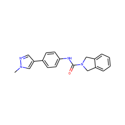 Cn1cc(-c2ccc(NC(=O)N3Cc4ccccc4C3)cc2)cn1 ZINC000167977053
