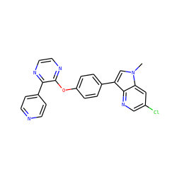 Cn1cc(-c2ccc(Oc3nccnc3-c3ccncc3)cc2)c2ncc(Cl)cc21 ZINC000299834706