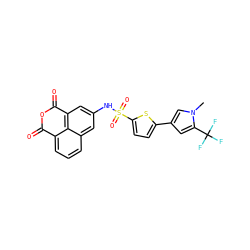 Cn1cc(-c2ccc(S(=O)(=O)Nc3cc4c5c(cccc5c3)C(=O)OC4=O)s2)cc1C(F)(F)F ZINC000095581374